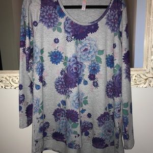 BNWTBLuLaRoe Floral Lynnae T Size 2XL Heather Gray